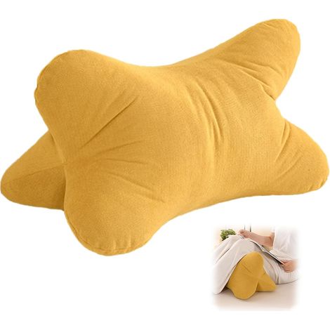 Cuscino da lettura flessibile, forma ergonomica, per supporto cervicale o lombare, cuscino di supporto per libri, tablet, cuscino cervicale lavabile a forma di osso, per divano (giallo 50X30X30cm) (1/5)
