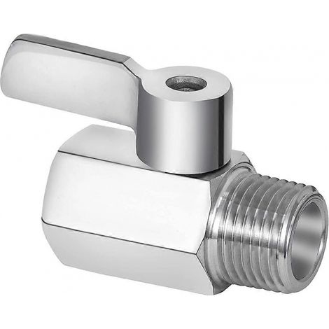 Robinet d'arrêt pour pommeau de douche, mini-robinet à bille en acier inoxydable 304, filetage NPT (1/2 pouce mâle x 1/2 pouce femelle). (1/5)