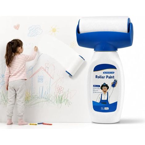 Rouleau Peinture Blanche 500g, Retouche Peinture Blanc Mur et Plafond Intérieur Blanc, Portable à Faible COV, Formule Peu Odorante pour Masquer Graffitis, Rayures et Taches sur Murs (1/5)