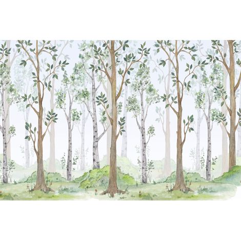 Kinderfototapete Wald, Büsche, Pflanzen Aquarell DWK321 200x135 (1/4)