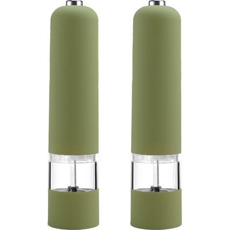 Ensemble de moulins à sel et à poivre à piles (lot de 2 moulins) - Support de moulin offert (1/5)