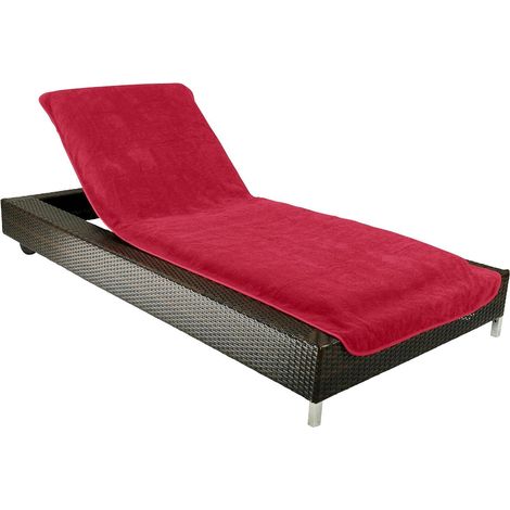 Housse de Protection pour Chaise Longue 75x200 cm – Serviette en Tissu éponge 100% Coton – Lavable, antidérapante, certifiée Öko-Tex 100 – Rouge (1/5)