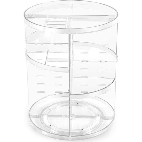 1 Organisateur Maquillage, Plateaux réglables, Acrylique transparent, Rotation 360 degrés, Pour salle de bain (1/5)
