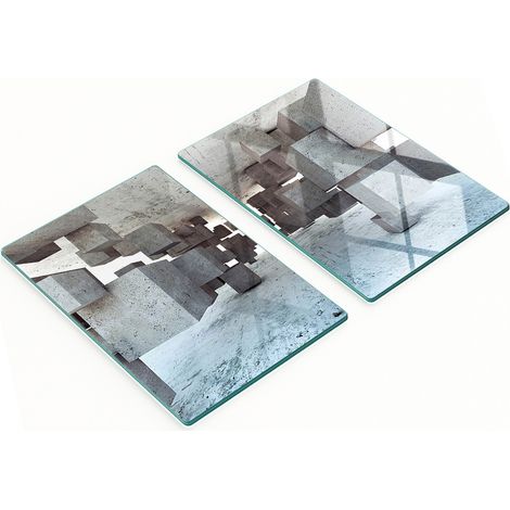 Eleganti e resistenti lavagne in vetro con cubo in cemento stampato 2x40x52 cm (1/5)