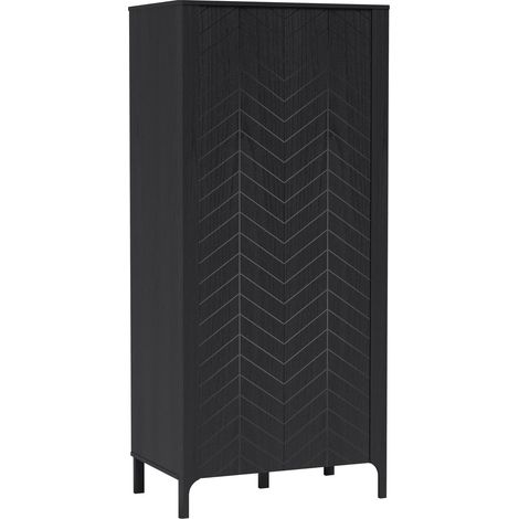 Armoire Mavtoru 106, Noir, 198x90x55cm, Portes d'armoire: Avec des charnières, Nombre d'étagères: 0