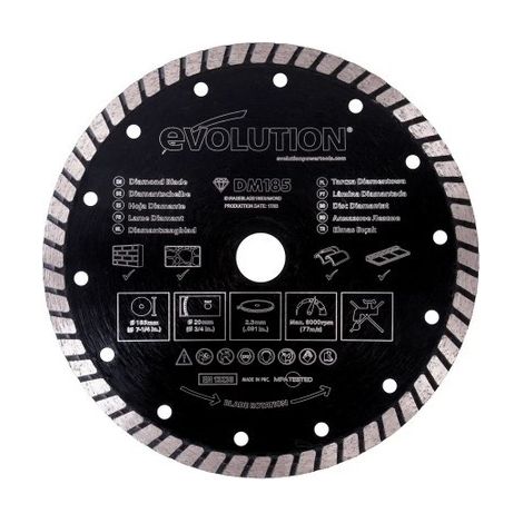 Evolution RAGEBLADE185DIAMOND Diamond Blade, Segmented Rim 185 x 20mm EVL185DIAM