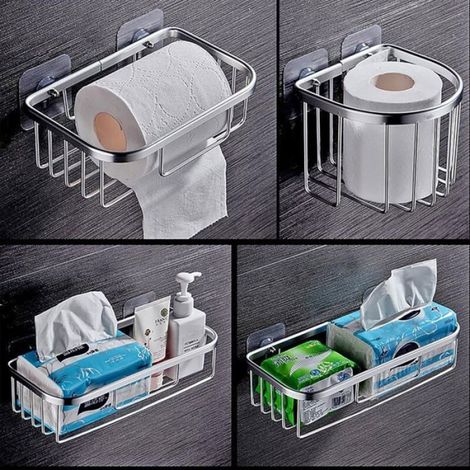 Étagère de salle de bain sans perçage - - 14×11×13 cm - Demi-cercle argenté - Aluminium antirouille (1/4)
