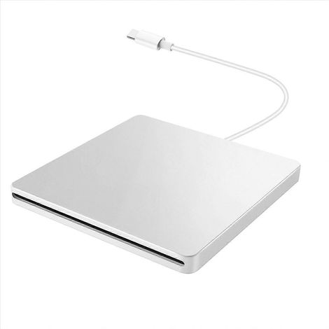 Lecteur CD/DVD externe USB Type C portable, sans lecteur CD, argent (1/5)