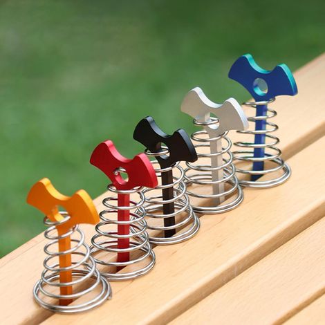 Piquets d'ancrage de terrasse en forme d'arête de poisson avec boucle à ressort, piquets de tente en aluminium résistants au vent (1/5)