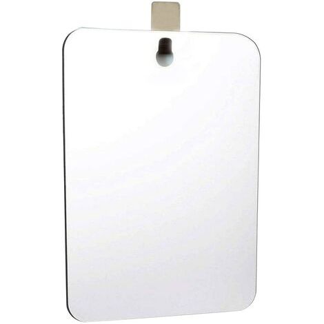 Pair - Miroir simple de salle de bain 28 x 19 cm – Plastique acrylique incassable – Antibuée pour douche – Installation facile avec crochets inox (1/5)