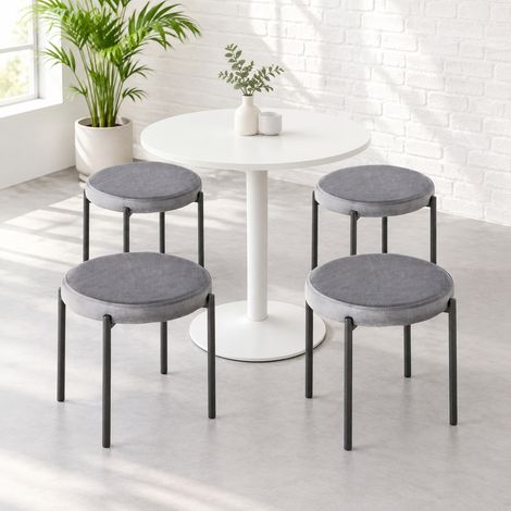 Set di 4 sgabelli da cucina impilabili in metallo grigio OKMYHOME (1/5)