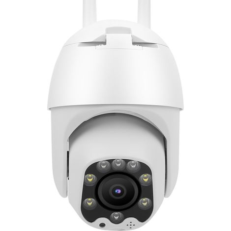 Caméra PTZ Wi-Fi 1080p avec 8 LED, vision nocturne, étanche IP66, détection de mouvement, 100-240 V