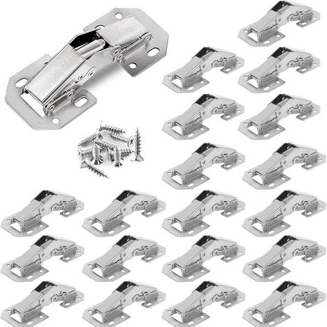 royaluxe - 20 PCS Charniere Porte Placard, 3 Pouces 90°Charniere Meuble, Charnières Penderie Commode Charnière pour Armoires de Porte Cuisine