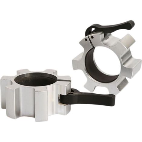 Barre d'haltères en alliage d'aluminium à dégagement rapide - système de dégagement rapide à ressort pour des changements de poids rapides et sécurisés, plusieurs couleurs argent (1/5)