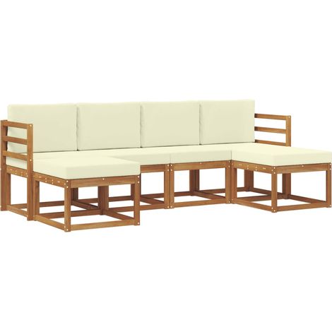 Conjunto de sofás de exterior 6 pcs Natural y Crema vidaXL