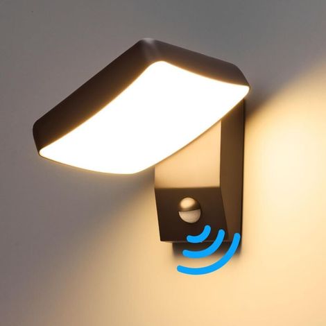 Applique Murale LED Extérieure Moderne avec Détecteur de Mouvement ， LED 24W Applique Intérieur, IP65 Appliques Murales d'extérieur étanche avec Panneau Pivotant 340°, Noir [Classe énergétique E]