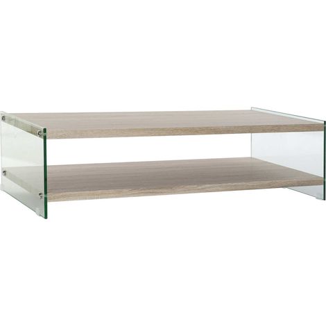 Table basse élégance transparente et pratique - Transparent avec nuances de bois (1/5)