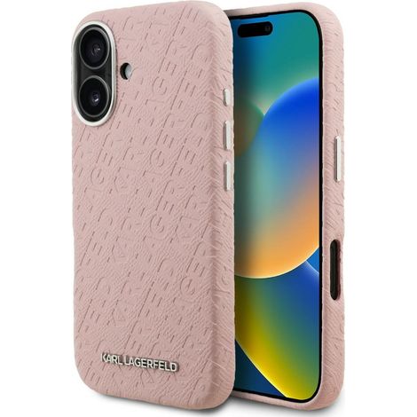 Karl Lagerfeld FW Stamped Karl MagSafe Hülle für iPhone 16 Pink (1/5)