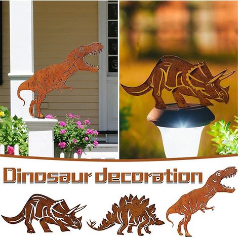 Ornement de poteau de clôture en métal en forme de dinosaure, C (1/5)