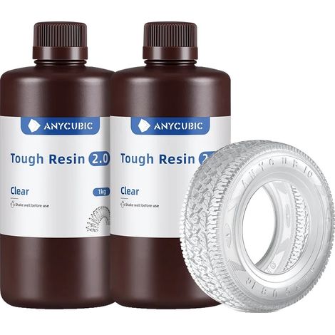 Resina per stampanti 3D, flessibile e ad alta resistenza, compatibile con resina UV, trasparente, 2 kg. (1/2)