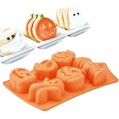 Halloween-Silikonformen mit Kürbis-, Skelett-, Fledermaus- und Geistermotiven – Kuchenform, Cupcake-Form, Schokoladenform – Halloween-Bastelwerkzeug (1/5)