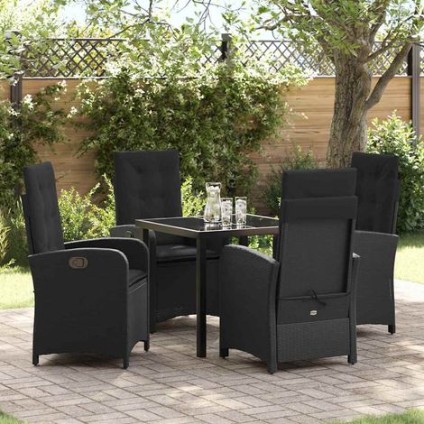 vidaXL Garten Essgruppe mit Kissen 5 pcs Schwarz Poly-Rattan (1/5)