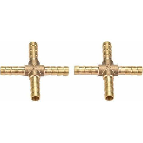 4 pezzi Connettore a croce in ottone a 4 vie Raccordi per tubi flessibili Connettore barbellato per aria acqua gasolio benzina Per il collegamento delle tubazioni (6 mm) (1/5)