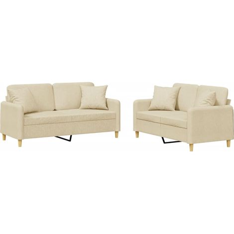 Maison Exclusive - Set Divani 2 pz con Cuscini Crema in Tessuto
