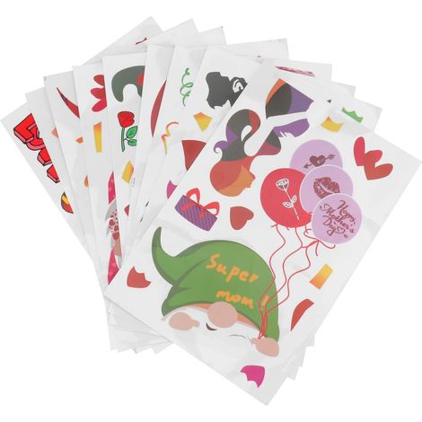 Lot De 9 Autocollants Muraux En Pvc Motif Dessin Animé Pour La Fête Des Mères (1/5)
