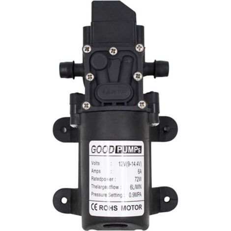 Pompe aspirante à membrane haute pression 12V 6A 72W 6L, tuyau droit (1/4)