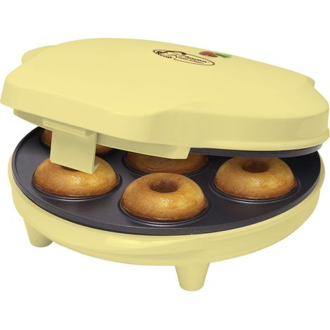 Bestron macchina per ciambelle elettrica, Donut Maker per 7 ciambelle piccole, incl. antiaderente & indicatoro luminso, 700 watt, colore: giallo
