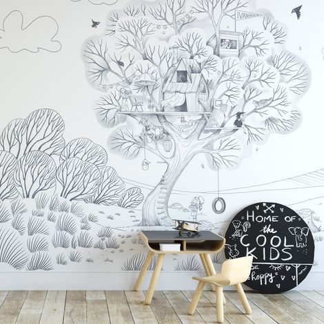 Papier peint panoramique Cabane en plein air, Gris foncé 150 x 250cm (1/5)