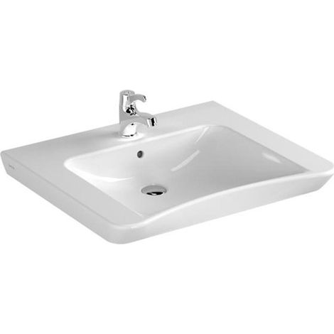 Waschtisch unterfahrbar 650 mm, mit Hahnloch, mit Überlauf, weiß