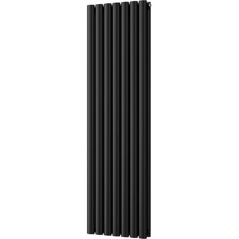 Omeara - Black Vertical Radiator H1400mm x W406mm Double Panel