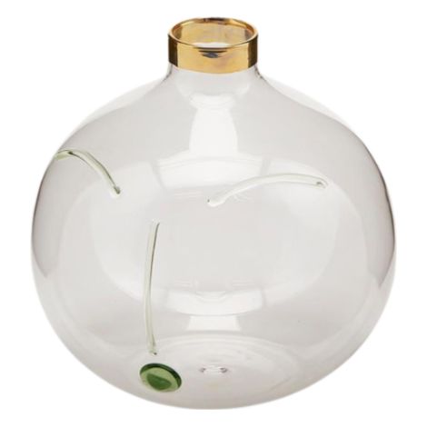 Vaso sferico in vetro "Faccia" con decorazione verde chiaro da Ø 12 cm (1/2)