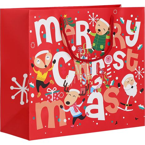 Sac Cadeau Noël - Papier Écologique Résistant - Pour Bonbons Et Petits Cadeaux - 30x27x12cm (1/5)