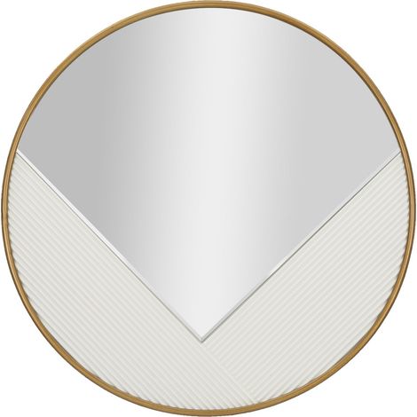 Specchio da parete tondo Tolosa in ferro oro e pannello bianco 80 cm