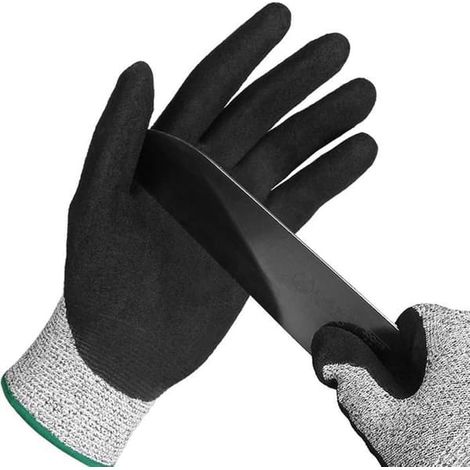 Gants de protection contre les coupures, gants en coquille d'huître avec niveau de protection 5 en maille d'acier inoxydable qui conviennent aux gants de travail (L) (1/5)