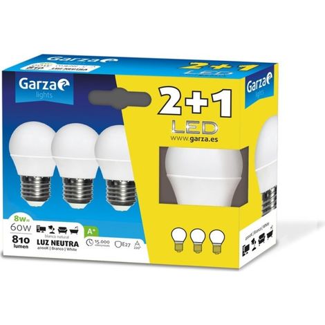 Lampara ilumin esf. led garza e27 8w 810lm 4000k 3 pz (1/2)