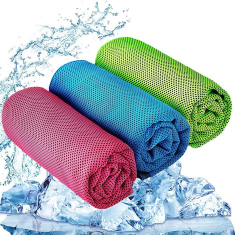 Ensemble de 3 serviettes rafraîchissantes en microfibre (80 x 30 cm) pour un soulagement rafraîchissant instantané. Idéales pour le yoga, le golf, les voyages, le sport, le camping, le football et les (1/5)