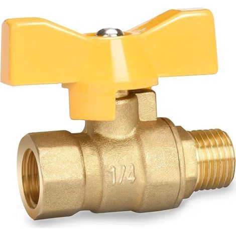Messing 1/4 Zoll Kugelhahn mit Rotem Flügelgriff-Aussengewinde/Innengewinde voller Durchgang PN16 (1/5)