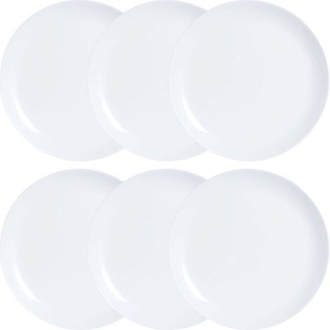 Luminarc - Diwali, Set di 6 piatti da dessert in vetro opale extra resistente, 25 cm, colore bianco (1/5)