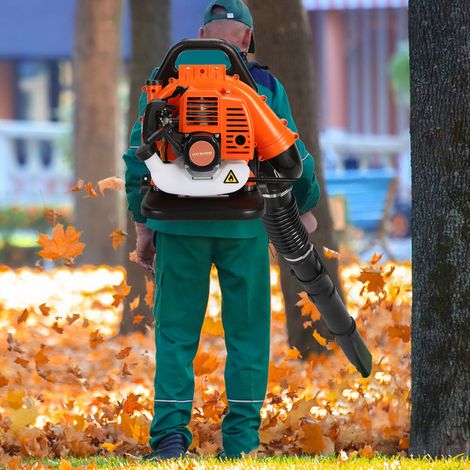 FIANAO – Souffleur de feuilles thermique à dos 52 cc – tube réglable, 1,25 kW, 6800 tr/min – 180 × 45 × 45 cm, orange (1/5)