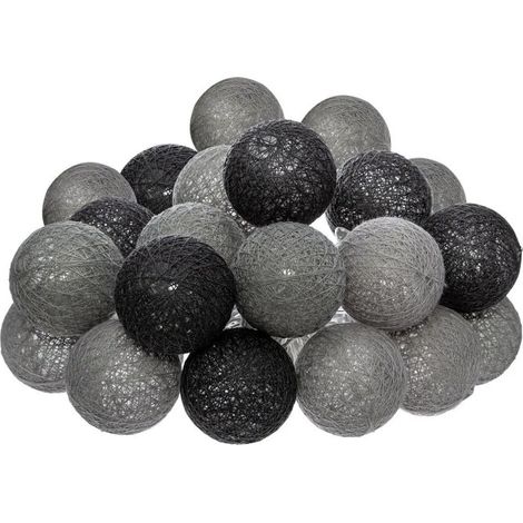 Guirlande Led 20 Boules "Smoky" 435cm Gris & Noir