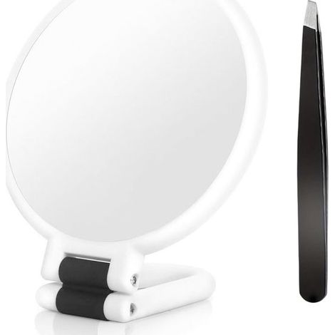 Miroir grossissant x30 - Miroir de poche avec poignée - Miroir double face grossissant x30/x1 - Miroir cosmétique pliable et portable, idéal pour les voyages - Indispensable pour un maquillage précis