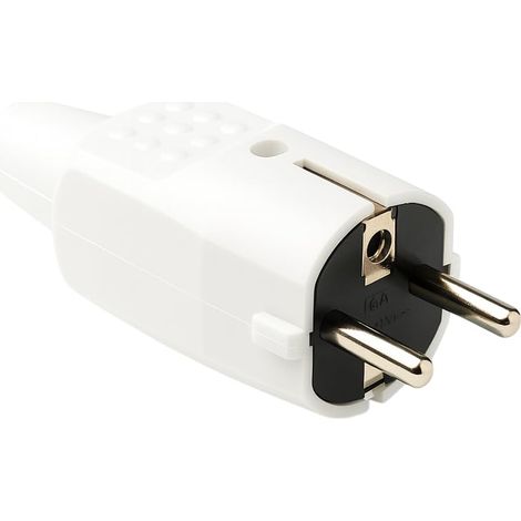 WEBMATEL Clavija Schuko Macho 4,8mm TT 16A 250V PVC Goma Blanco (1/5)