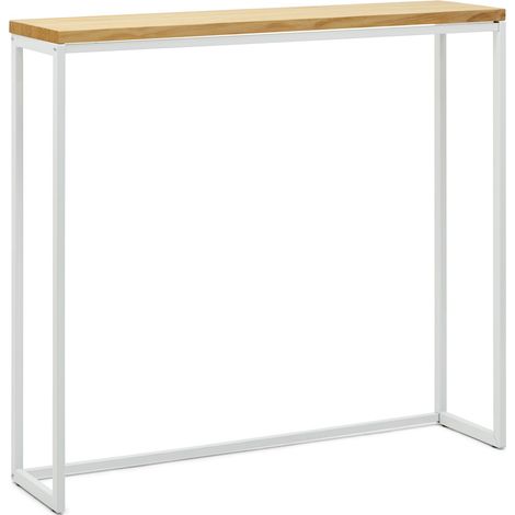 Mesa alta iCub Big Wood 120x30x110cm Blanca en madera maciza de pino acabado natural estilo nórdico industrial Box Furniture