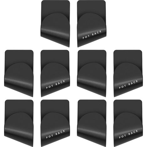 Set of 5 Pairs Self Adhesive Lid Holder, Pot Lid Holder Wall Mount Lid Holder Pot Organizer for Kitchen Utensils (Black) (1/5)