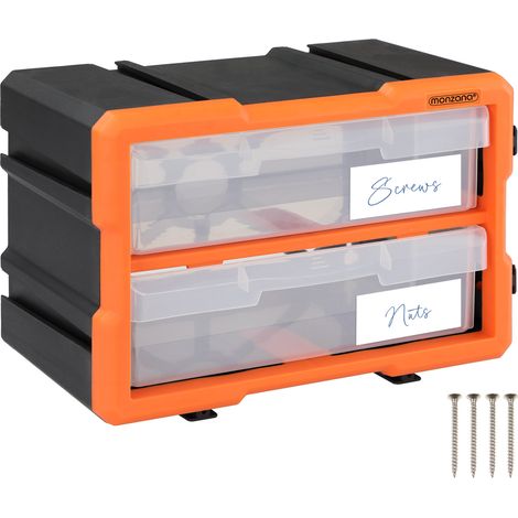 Monzana – Boîte de rangement compartiments 29,5x19,5x16cm – 4 grands tiroirs amovibles – Matériau polypropylène – Transparente pour visibilité optimale