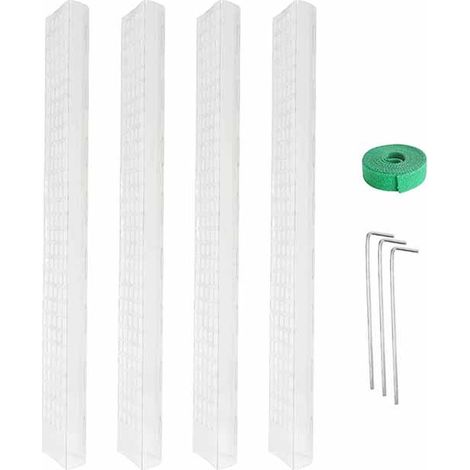 Lntyq Stück Schaumstoffstangen aus Kunststoff, 61 cm, stapelbare Kletterstange für Pflanzen, wiederaufladbare hohle Stützpfähle mit 4 Bodenpfählen und 1 Rollbinder für Kletterpflanzen (1/4)
